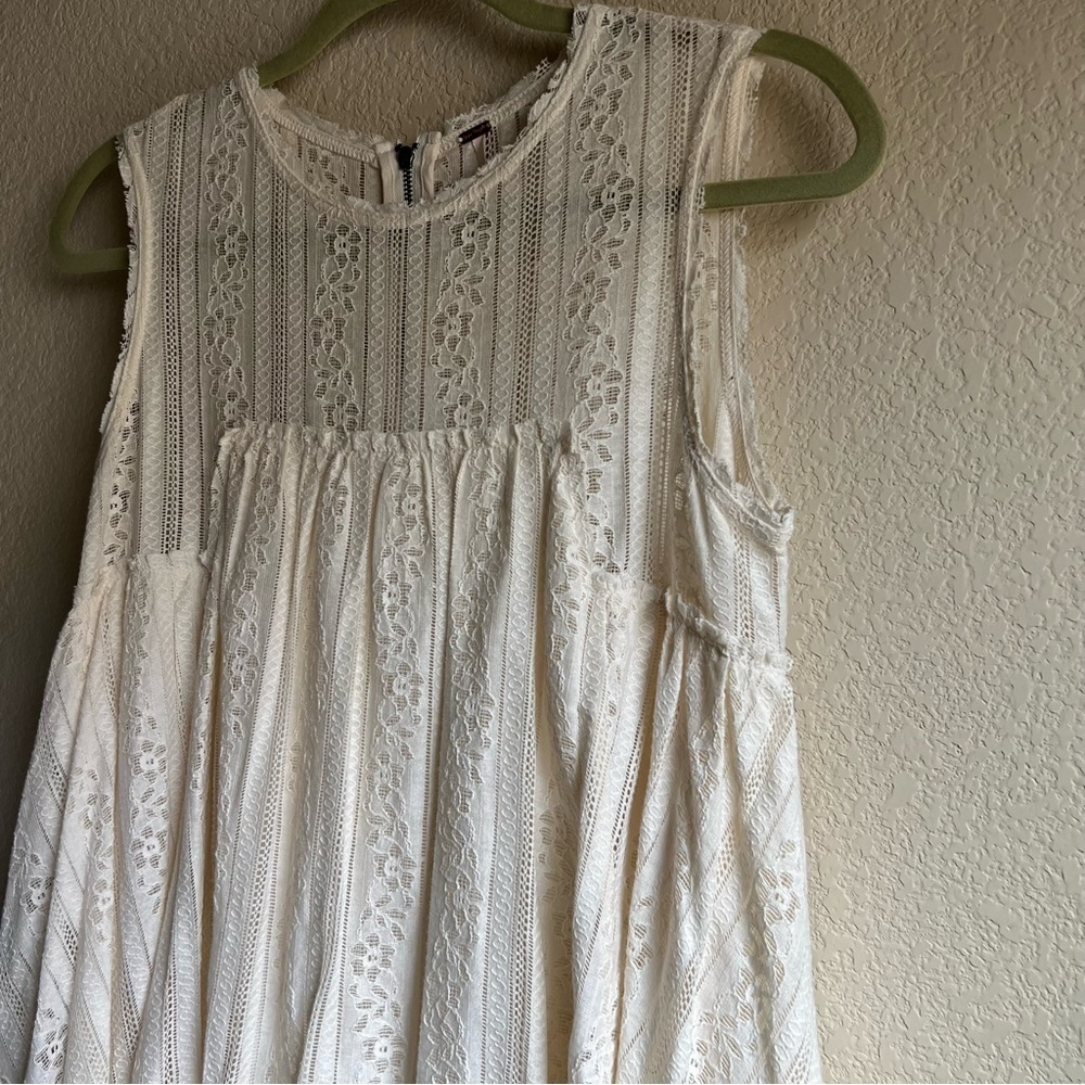 Free People Tu Es La Cream White Lace Sleeveless Mini Dress, size S - Picture 14 of 16